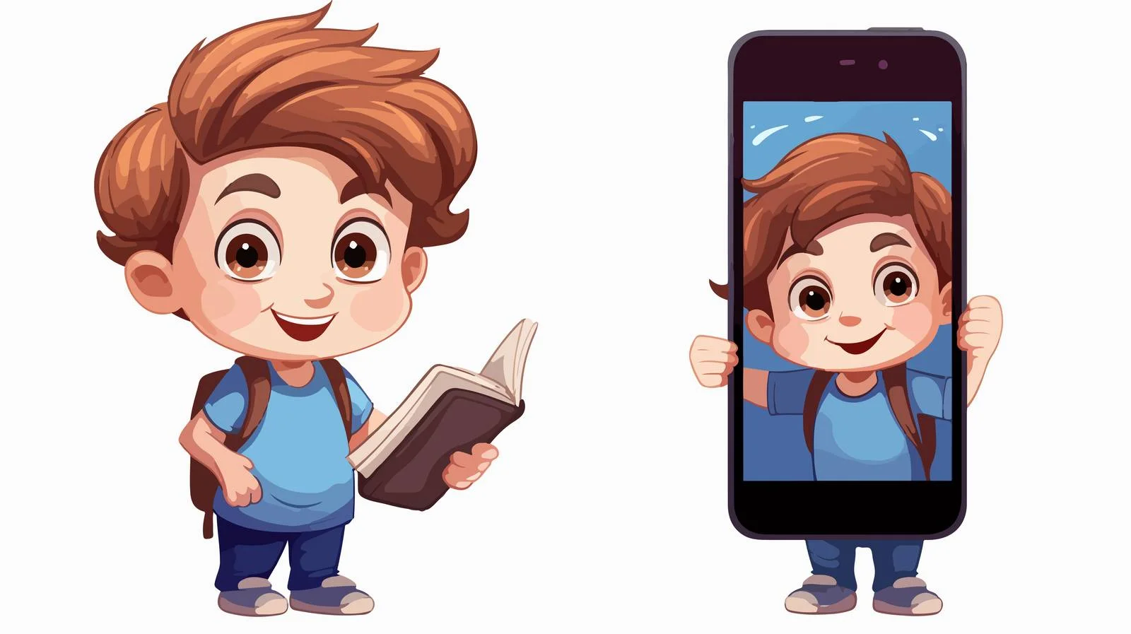 Young Boy Choosing Phone or Book — free download from Dotvec