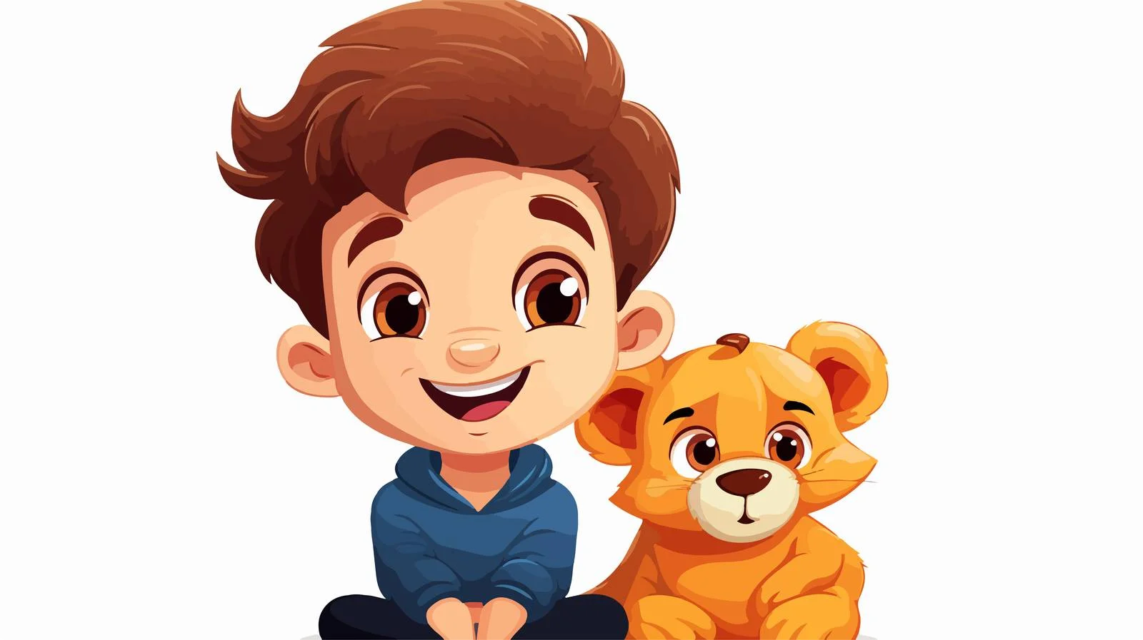 Smiling Kid with Mascot Cartoon Vector — free download from Dotvec