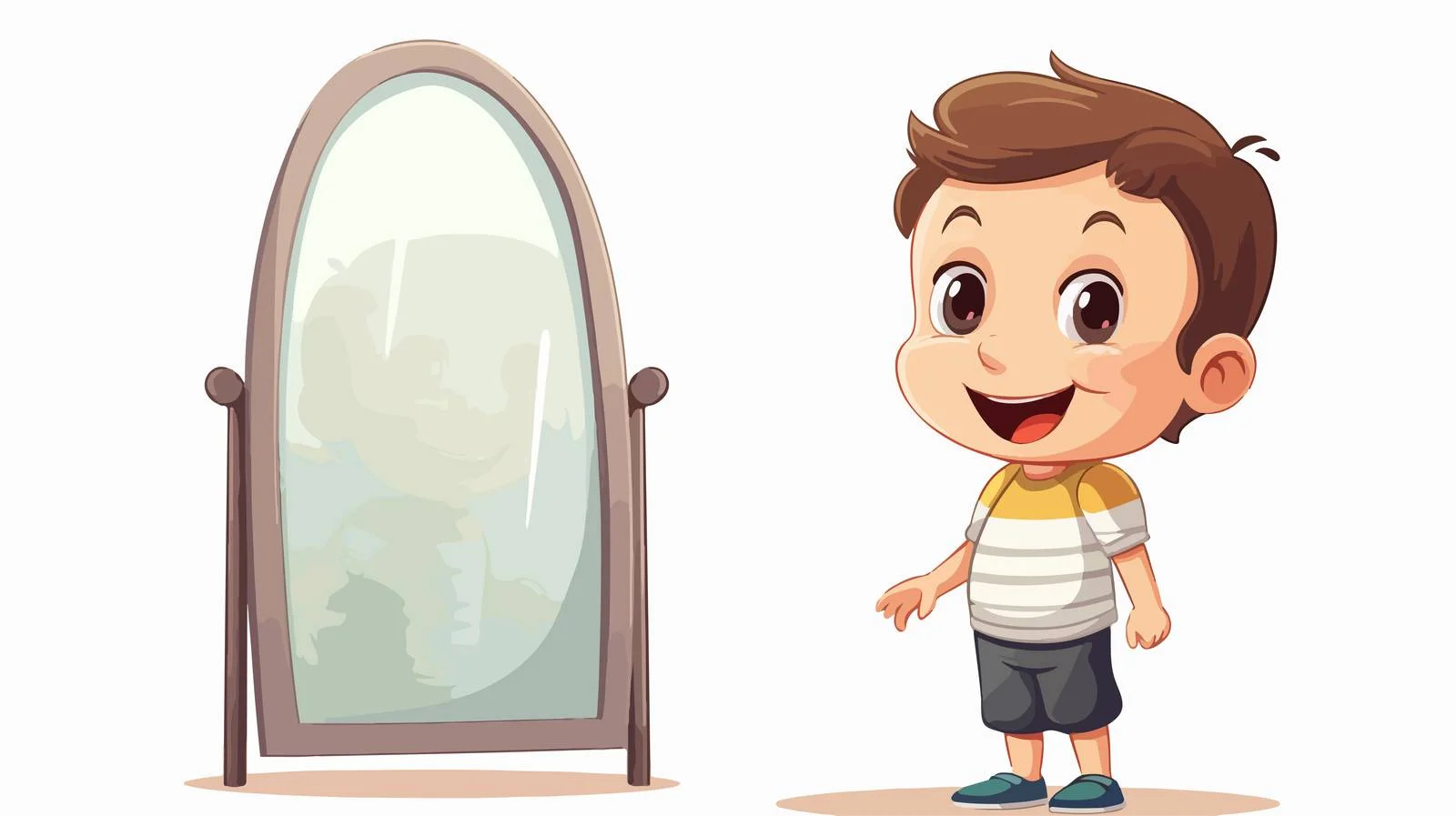Adorable Boy at Mirror Cartoon — free download from Dotvec