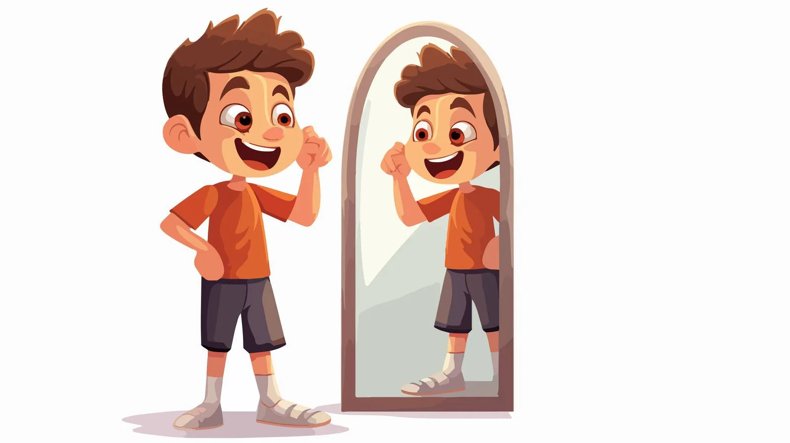 Cheerful Kid with Mirror Cartoon — free download from Dotvec