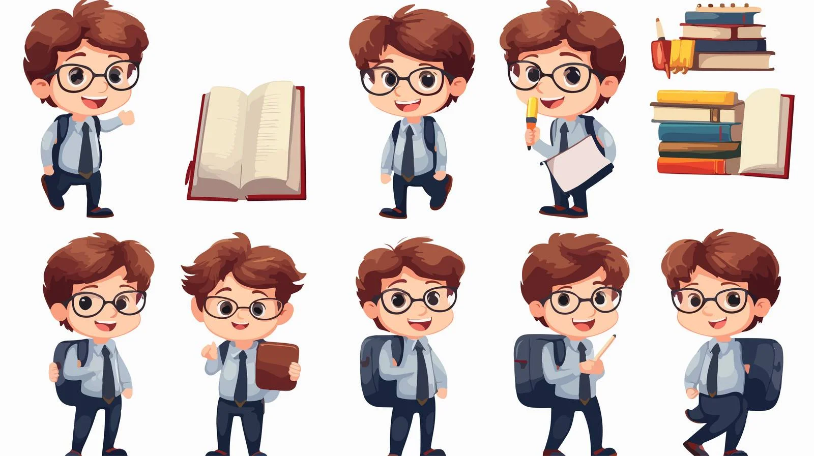 Cheerful Child Studying Cartoon Vector Illustration — free download from Dotvec