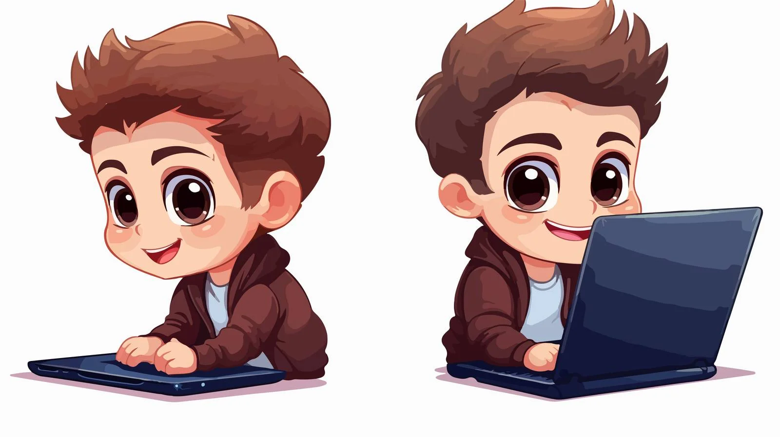 Happy Kid Study with Laptop — free download from Dotvec