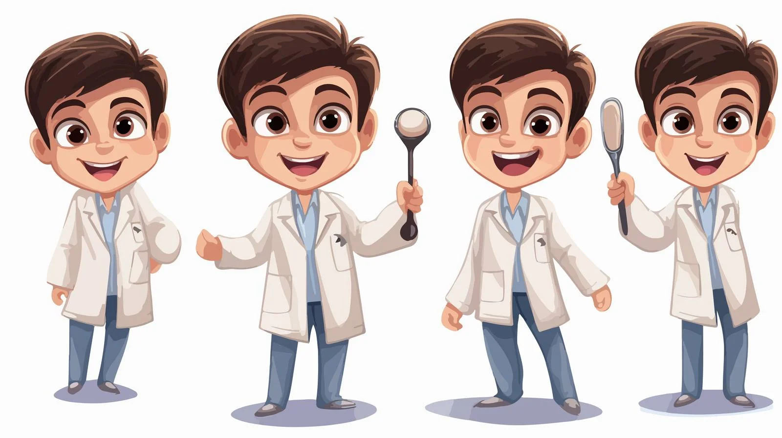 Smiling Child in Dentist Attire Cartoon — free download from Dotvec