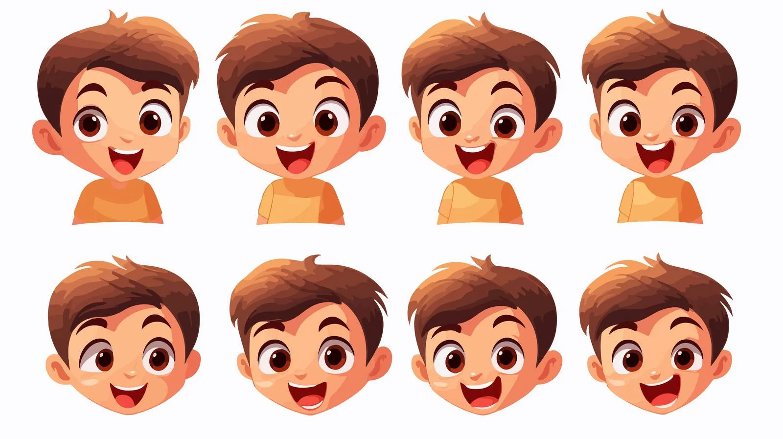 Cheerful Kid with Emoji Expression Cartoon — free download from Dotvec