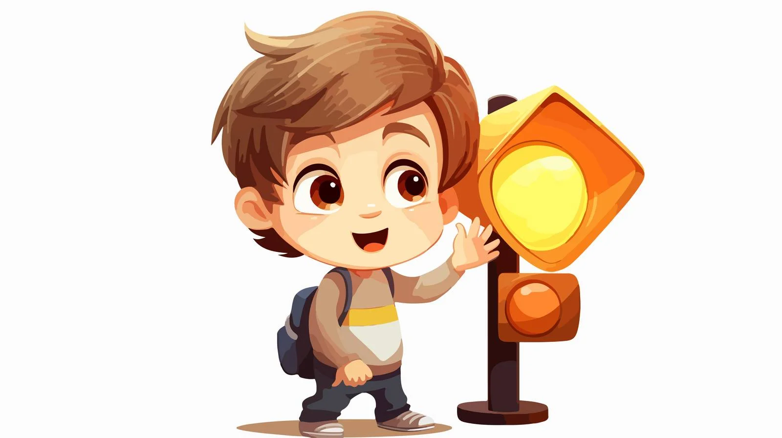 Cute Kid with Traffic Sign Cartoon — free download from Dotvec