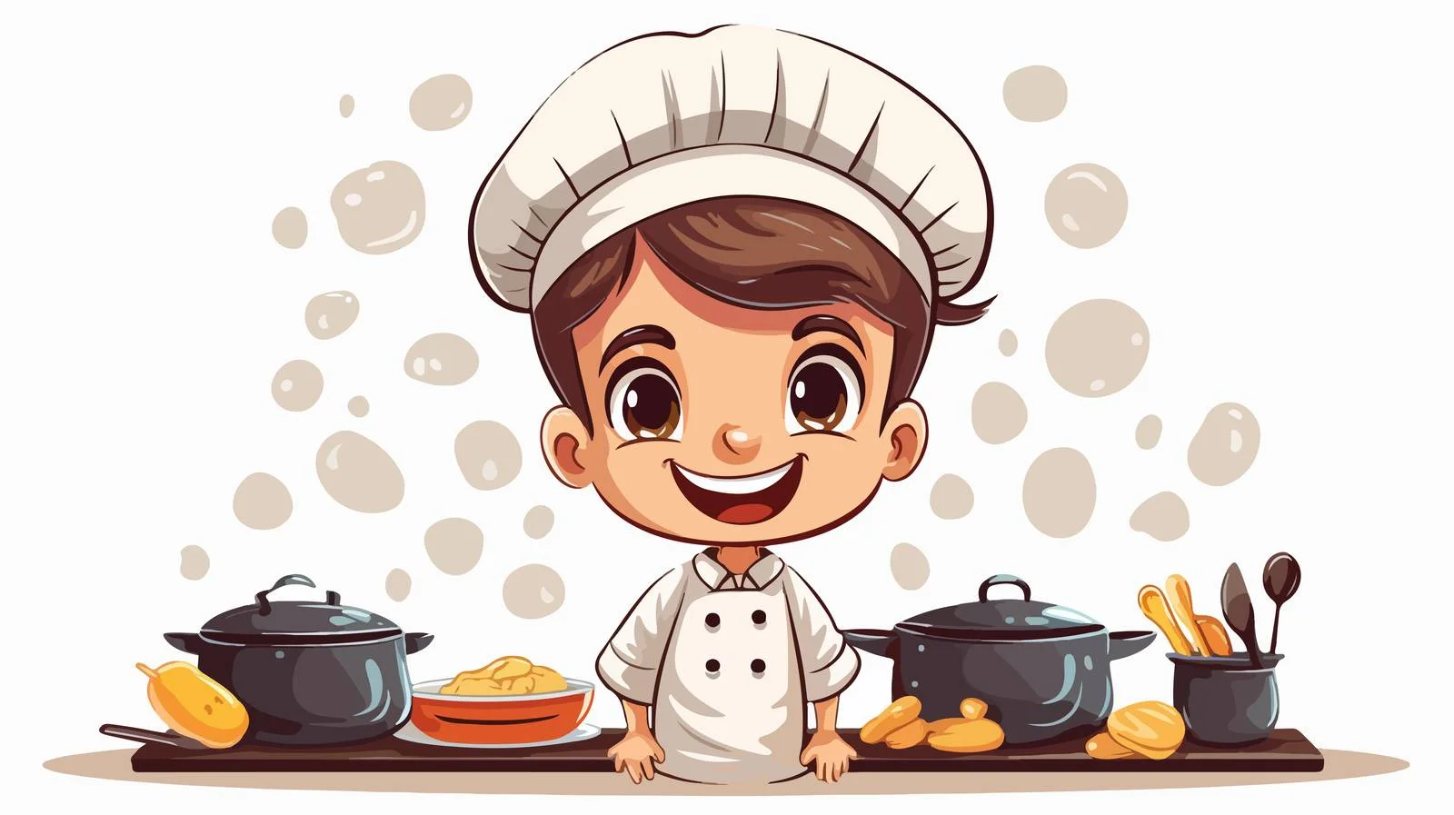 Cheerful Kid Chef in Cartoon Kitchen — free download from Dotvec