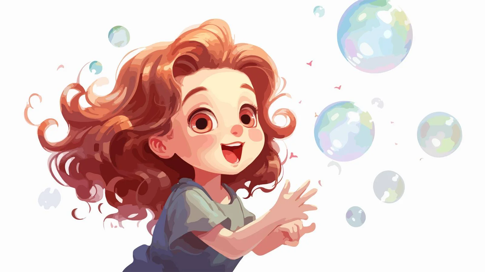 Cheerful Girl Blowing Cartoon Bubble Vector — free download from Dotvec
