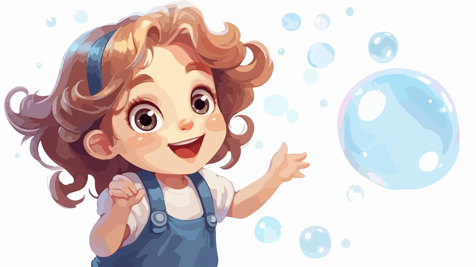 Joyful Girl Blowing Soap Bubbles Cartoon — free download from Dotvec
