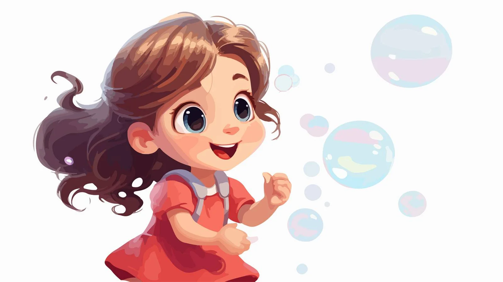 Joyful Girl Blowing Bubble Soap Cartoon — free download from Dotvec
