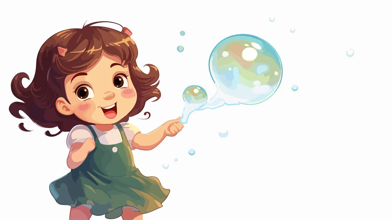 Joyful Kid Blowing Soap Bubble Cartoon — free download from Dotvec