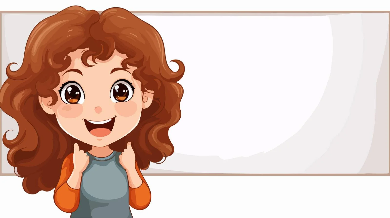 Cheerful Girl with Blank Banner Cartoon — free download from Dotvec