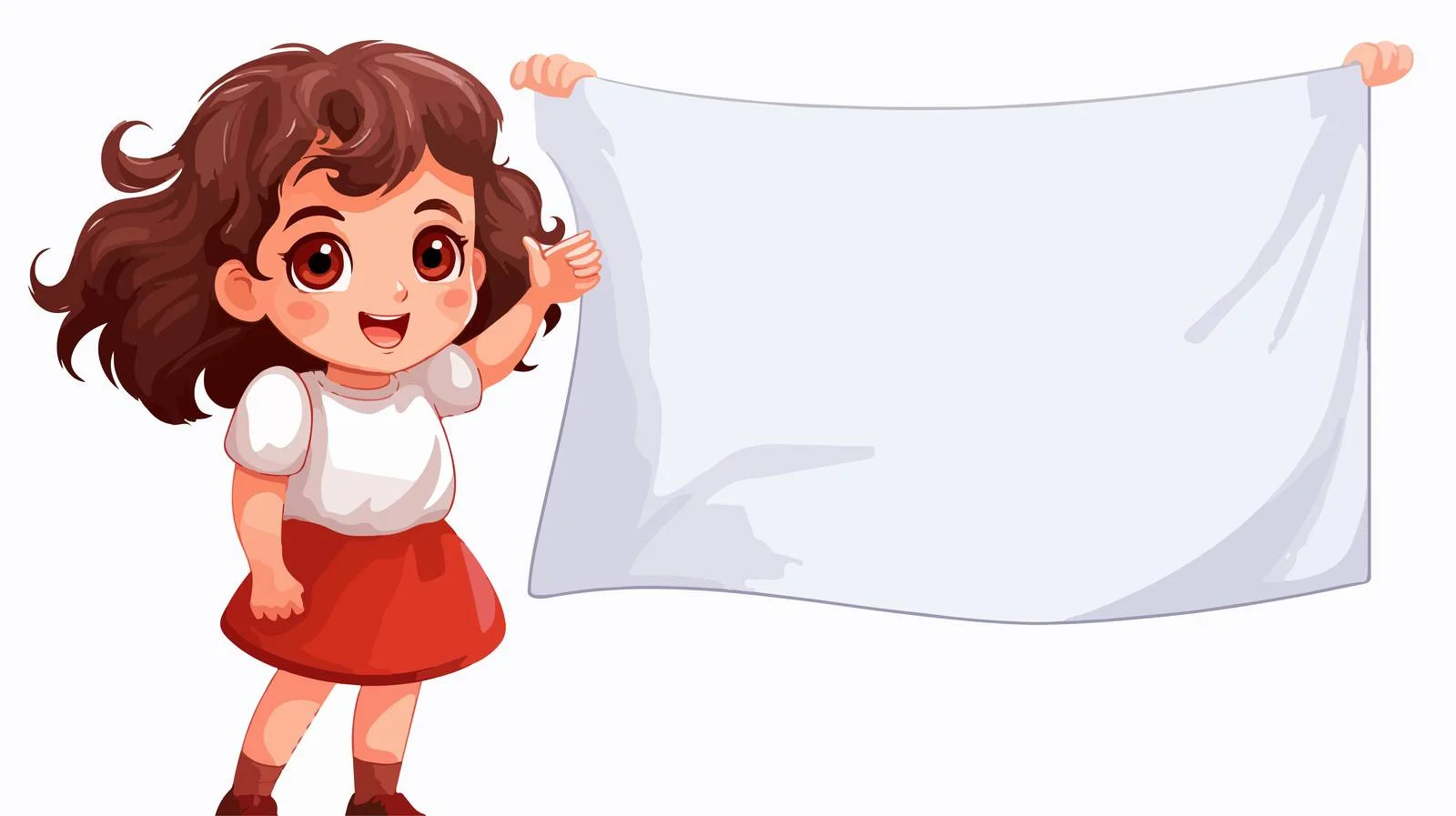 Cheerful Girl With Banner Cartoon Vector — free download from Dotvec