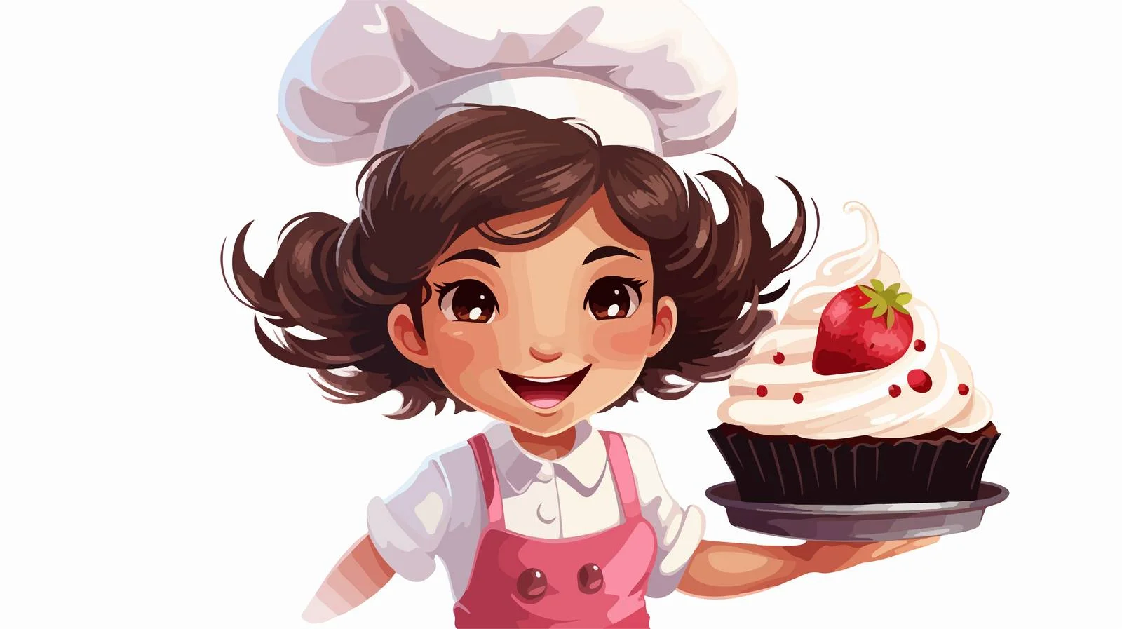 Adorable Kid Girl Chef Cartoon Vector — free download from Dotvec
