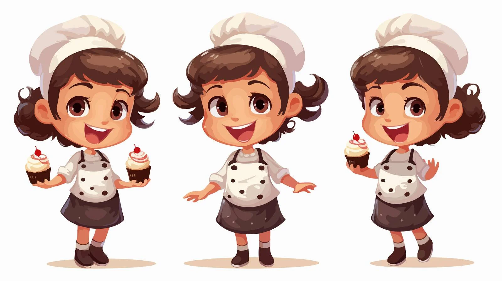 Joyful Kid Chef with Cupcake Cartoon — free download from Dotvec