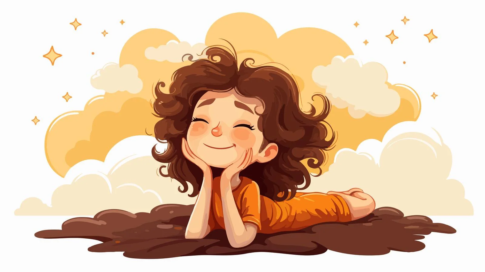 Dreaming Cute Kid Girl Future Cartoon — free download from Dotvec