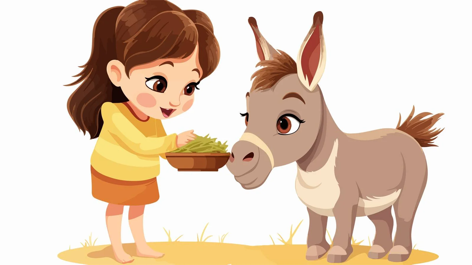 Girl Feeding Cute Donkey Cartoon Vector — free download from Dotvec