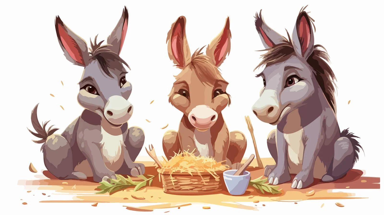 Young Girl Feeding Cartoon Donkey Illustration — free download from Dotvec