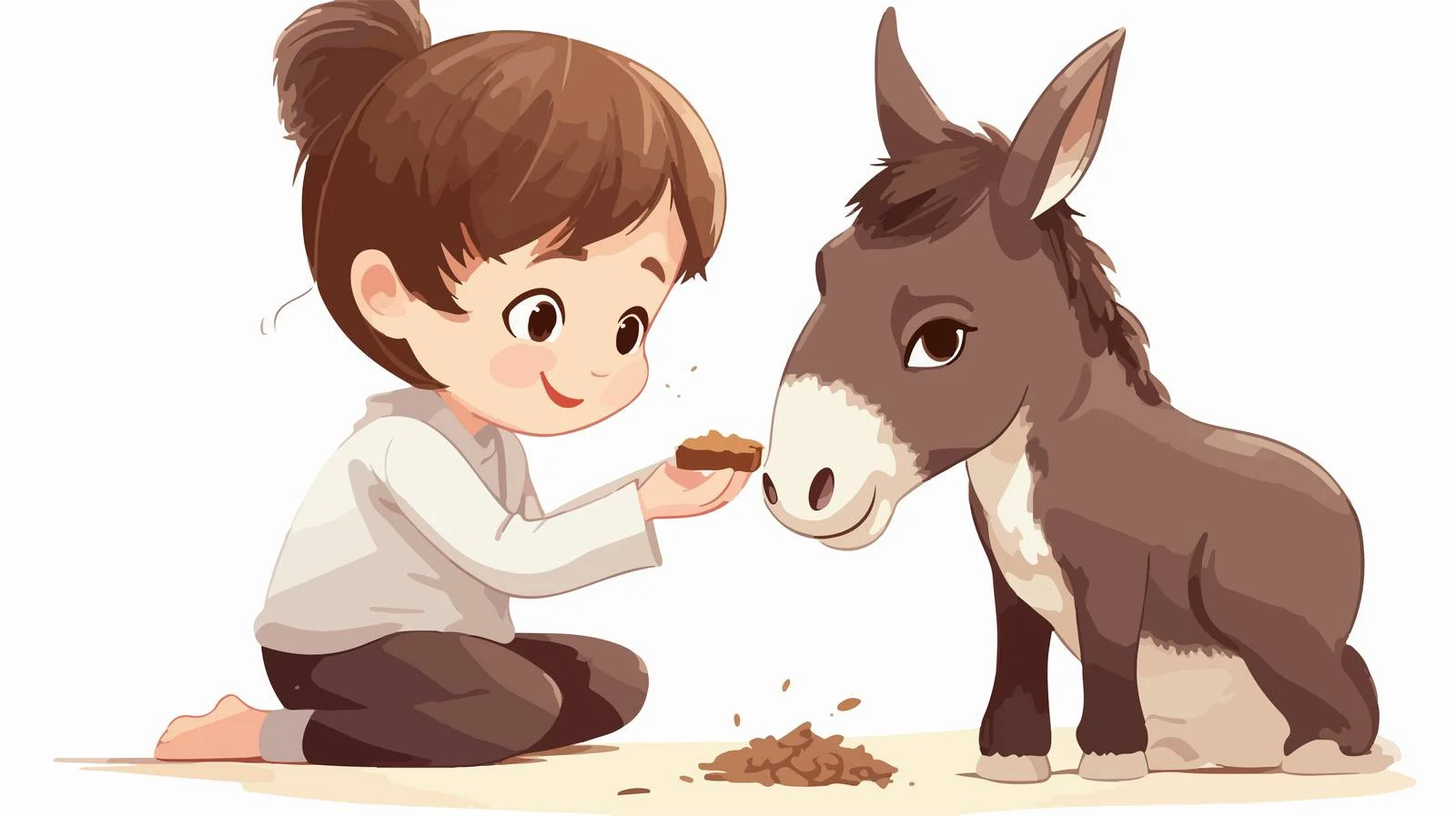 Adorable Child Feeding Donkey Cartoon Vector — free download from Dotvec