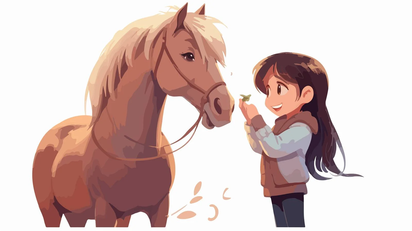 Child Feeding Cartoon Horse Vector Illustration — free download from Dotvec