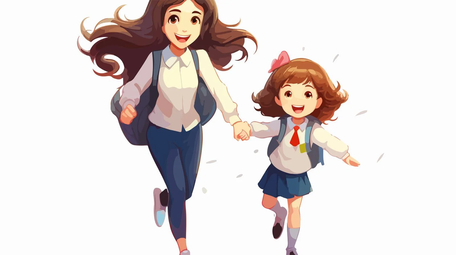 Excited child's first school day with mother — free download from Dotvec