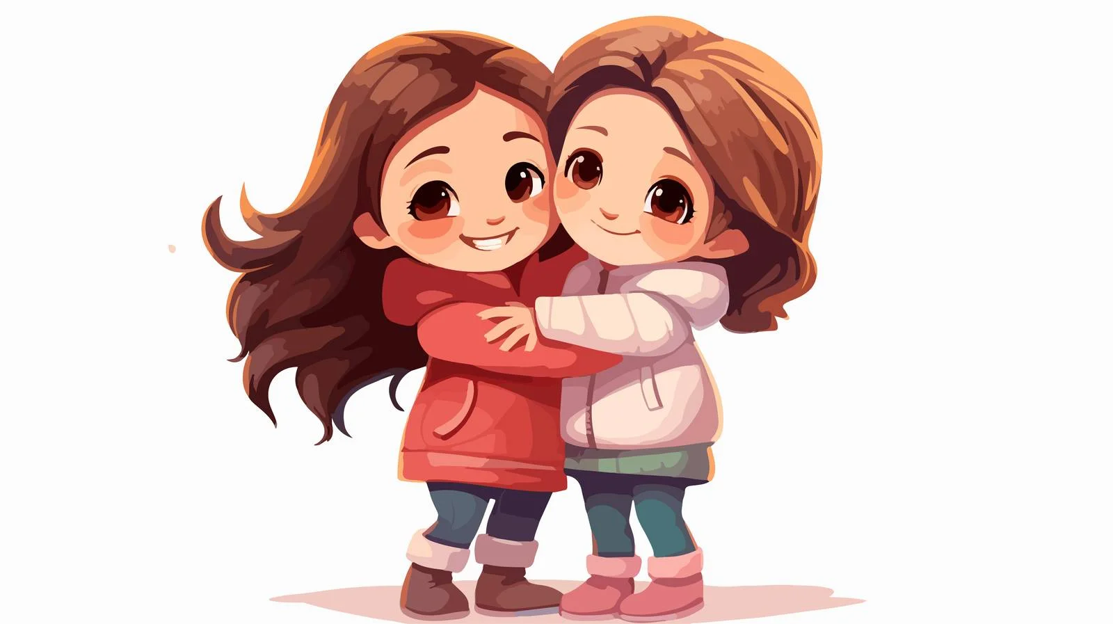 Joyful Kids Cartoon Hug Scene — free download from Dotvec