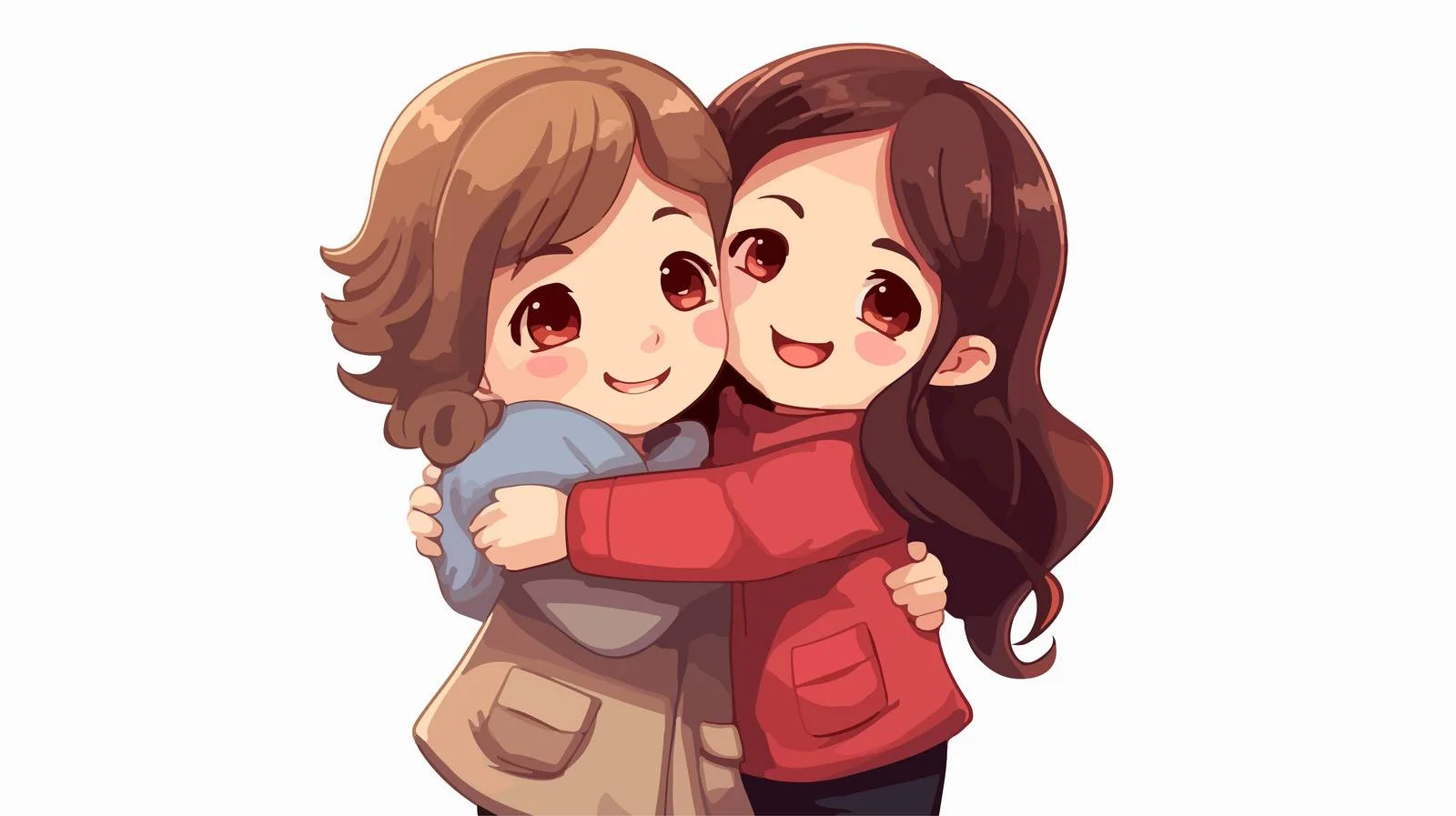 Joyful Kids Hugging Cartoon Illustration — free download from Dotvec