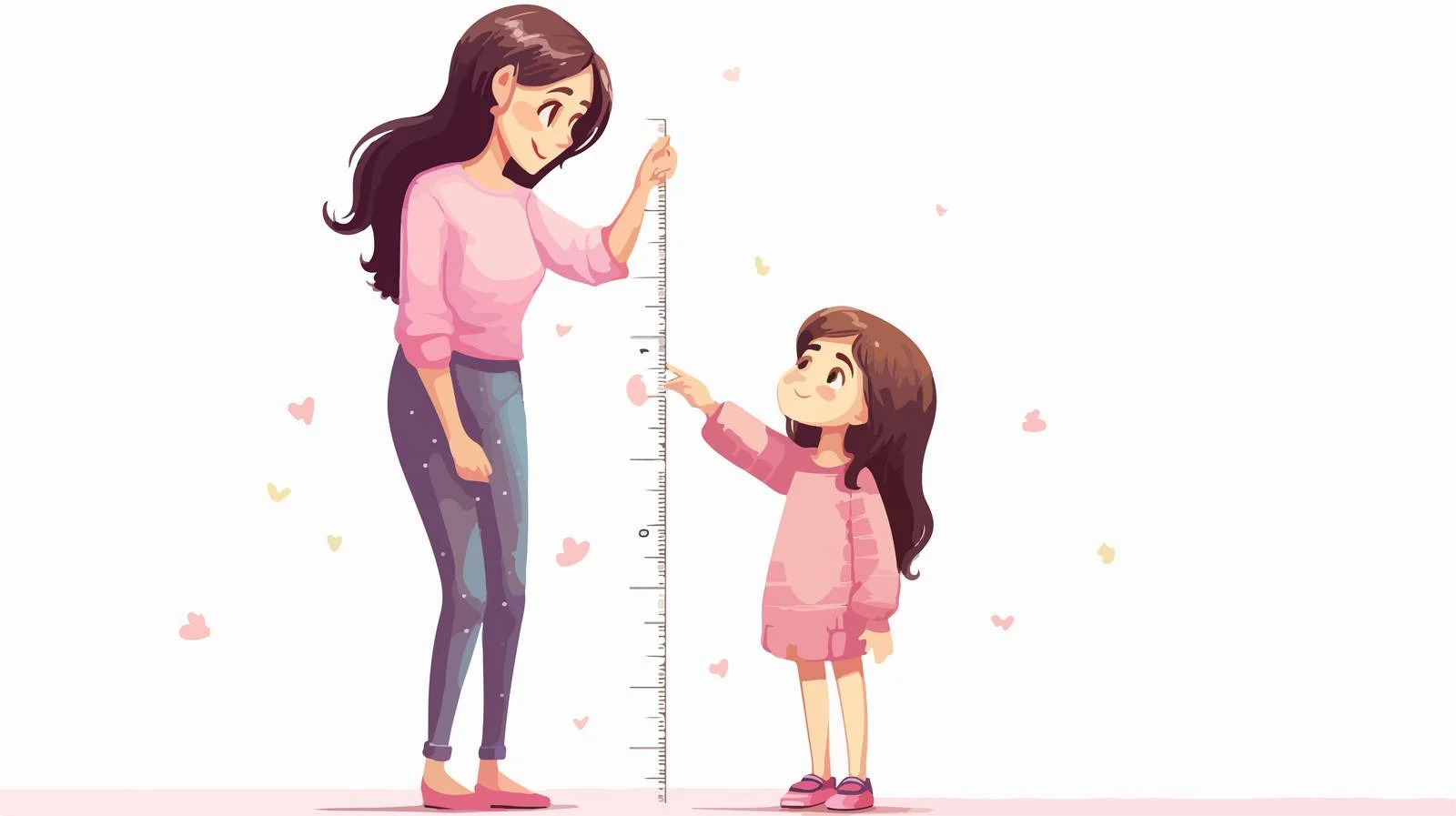 Child Height Measurement with Mother Cartoon — free download from Dotvec