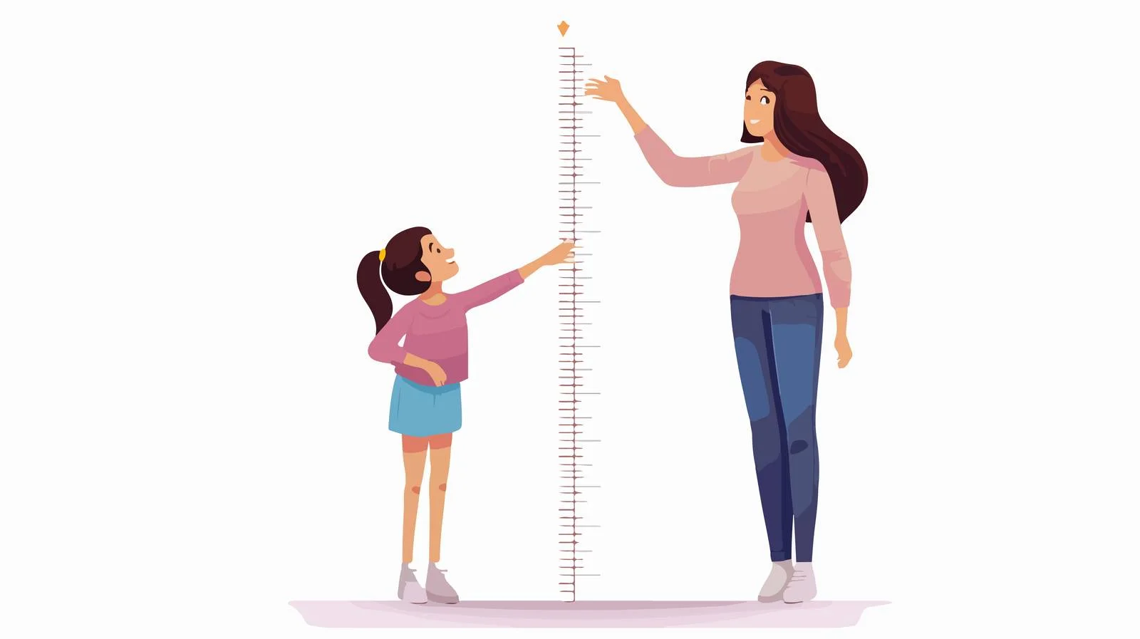Measuring Height with Mom Cartoon — free download from Dotvec