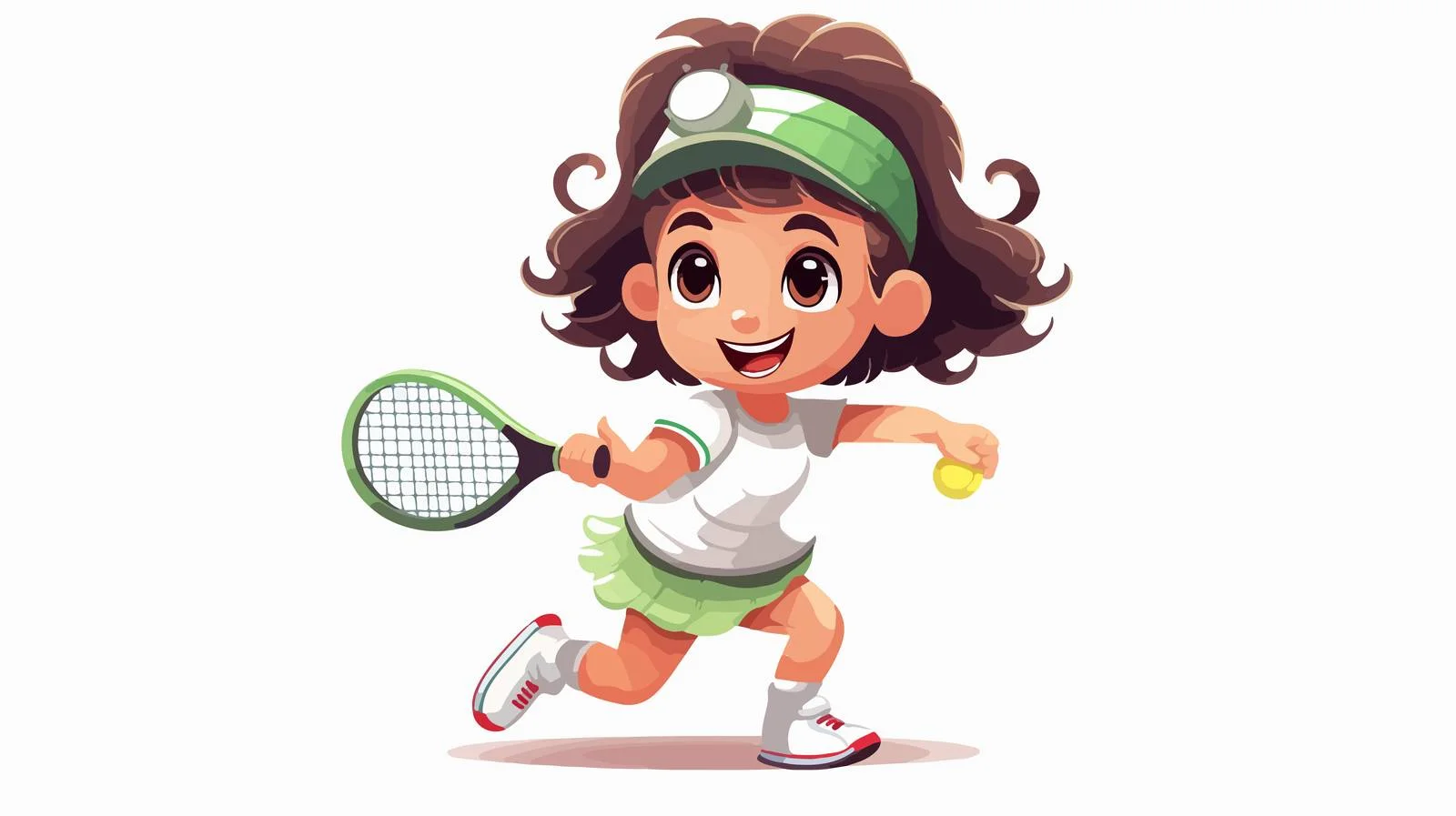 Cheerful Kid Playing Cartoon Tennis — free download from Dotvec