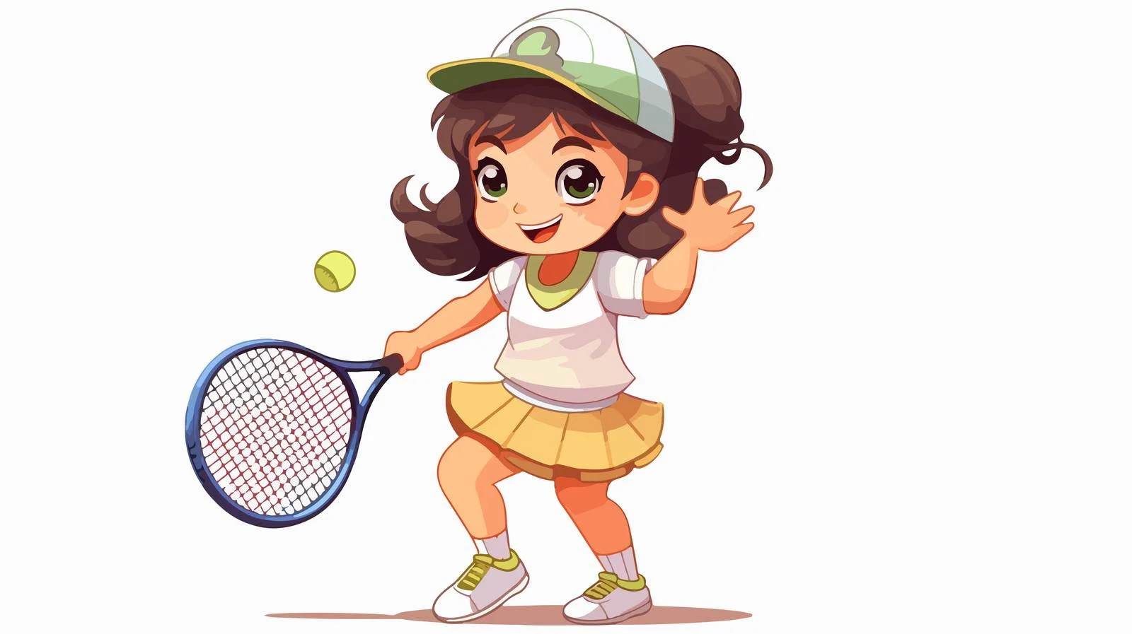 Adorable Kid Playing Tennis Cartoon Illustration — free download from Dotvec