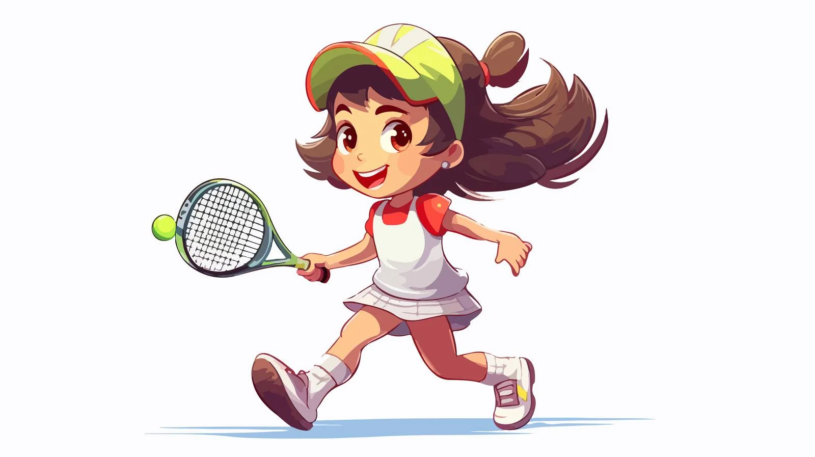 Joyful Kid Playing Cartoon Tennis Illustration — free download from Dotvec