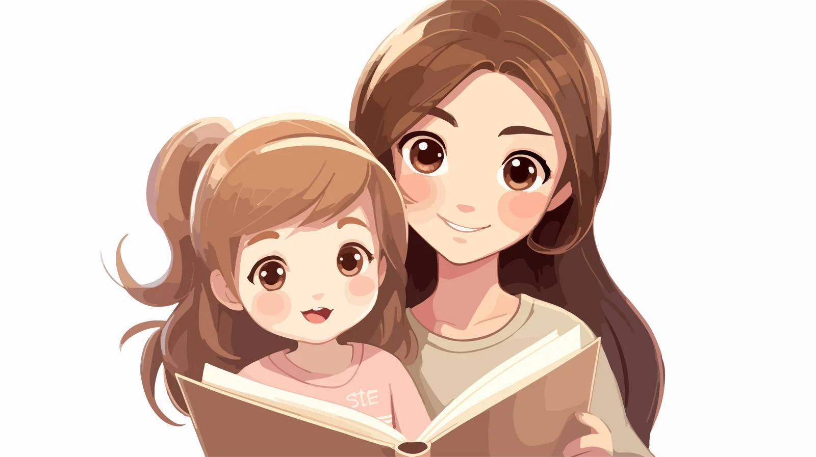 Adorable Child Reading Book with Mother — free download from Dotvec