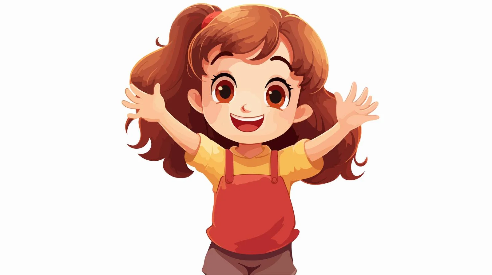 Smiling Girl with Cartoon Mascot Vector — free download from Dotvec