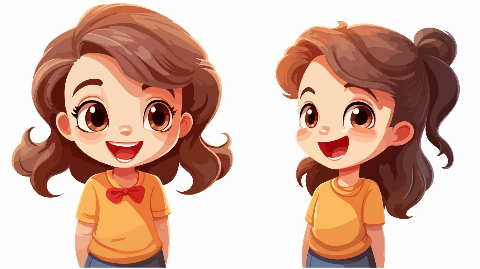 Joyful Girl with Mascot Cartoon Vector — free download from Dotvec