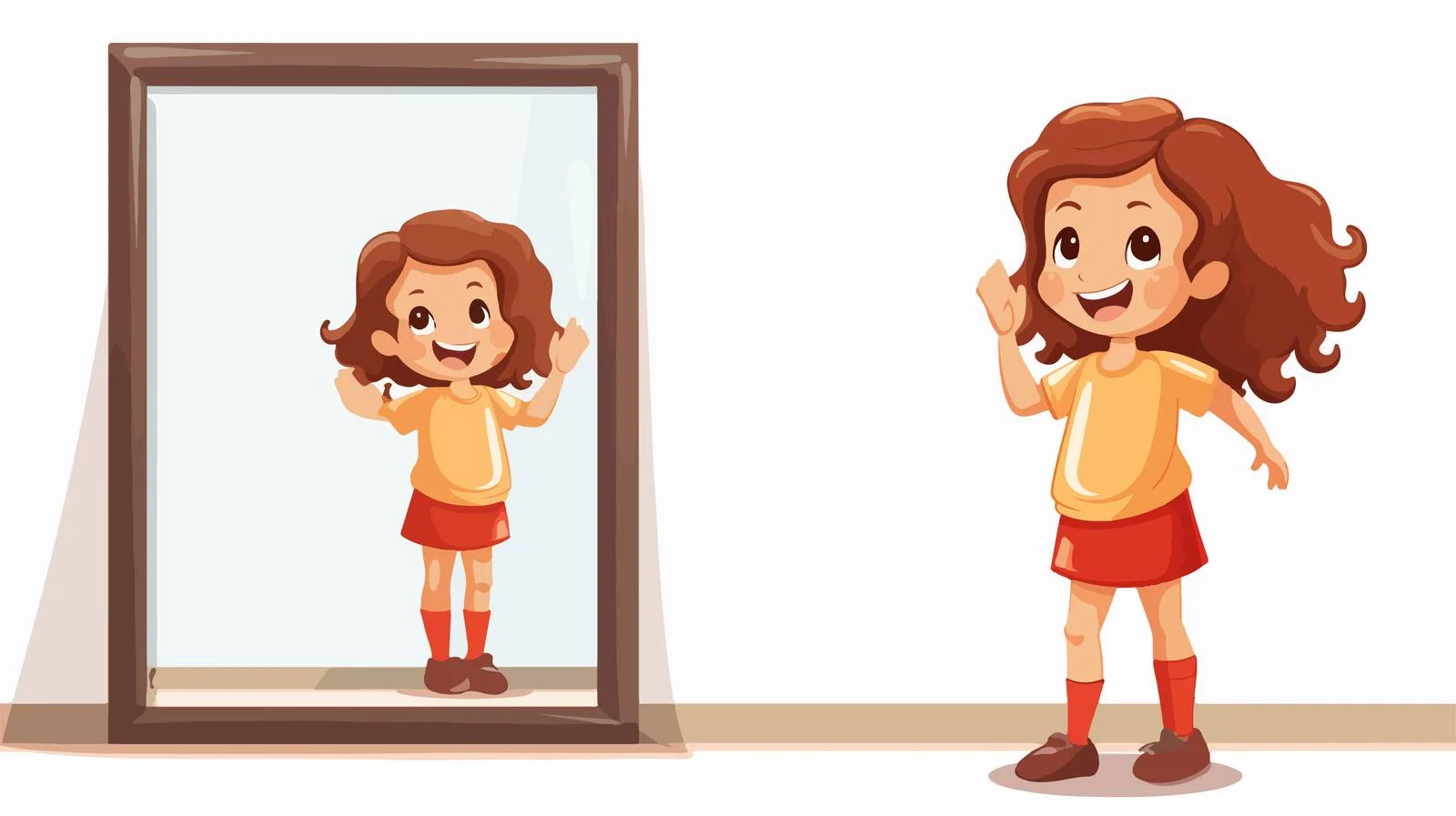Adorable Girl Watching Herself Cartoonishly — free download from Dotvec