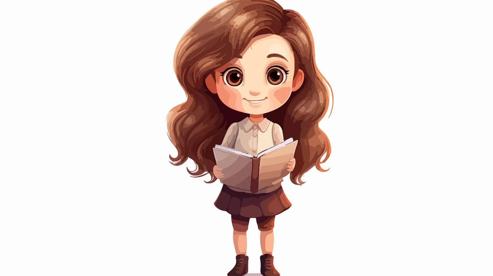 Cute Kid with Book and Pencil — free download from Dotvec