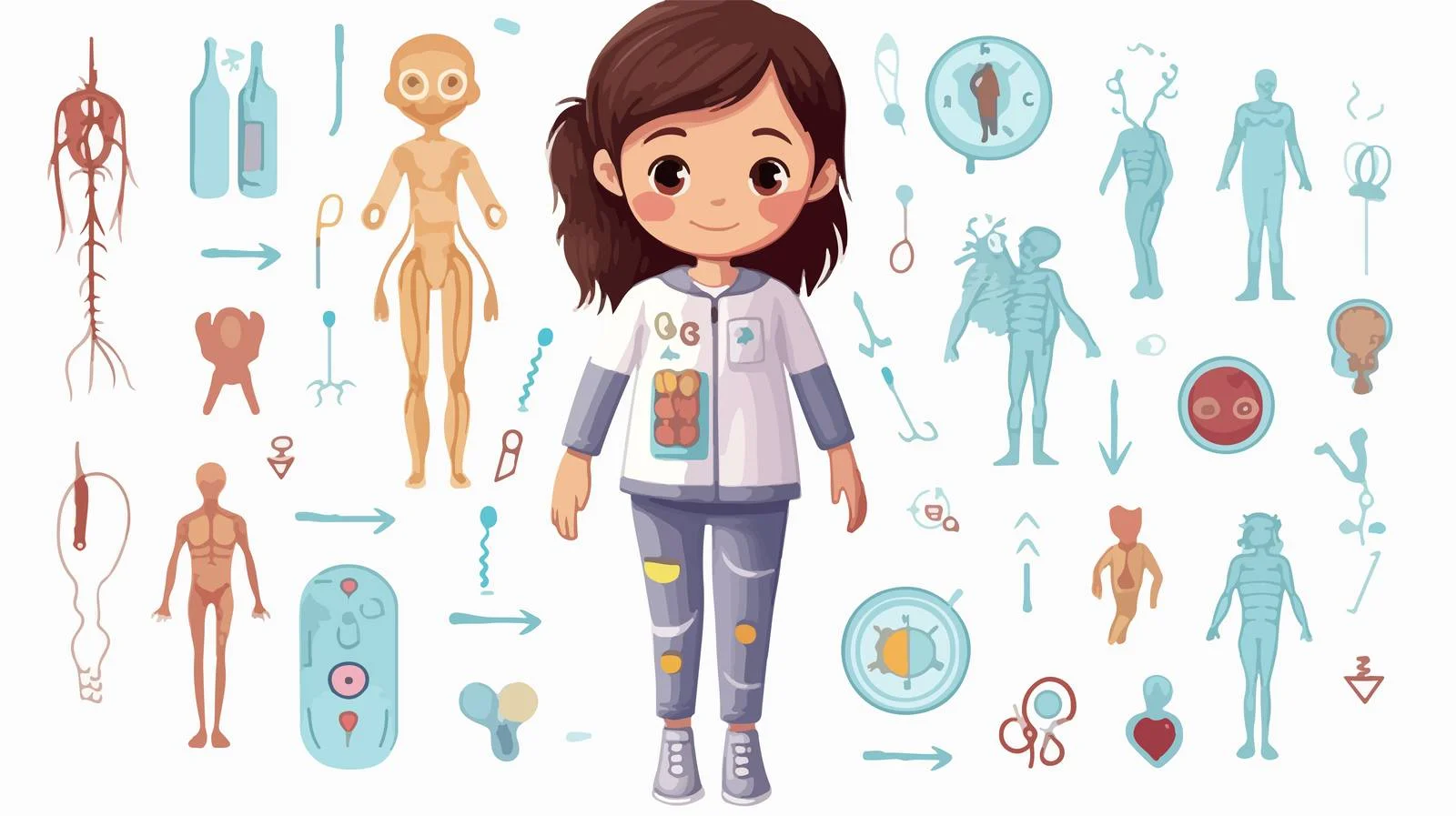 Pedagogical Anatomy Cartoon Study Illustration — free download from Dotvec