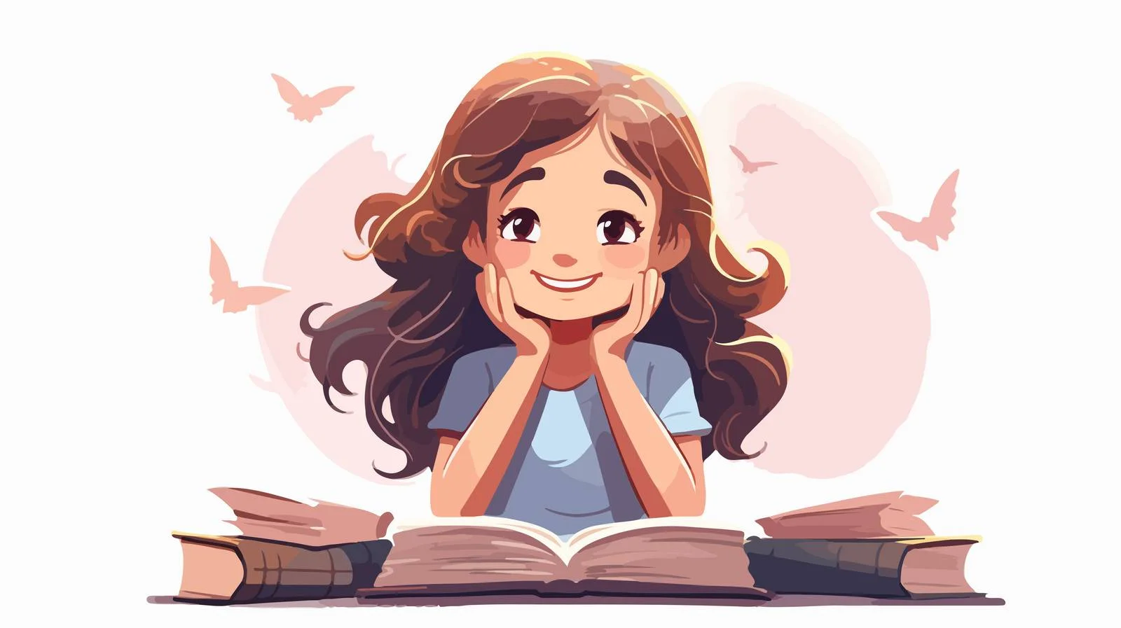 Cheerful Child Focused Learning Cartoon Illustration — free download from Dotvec