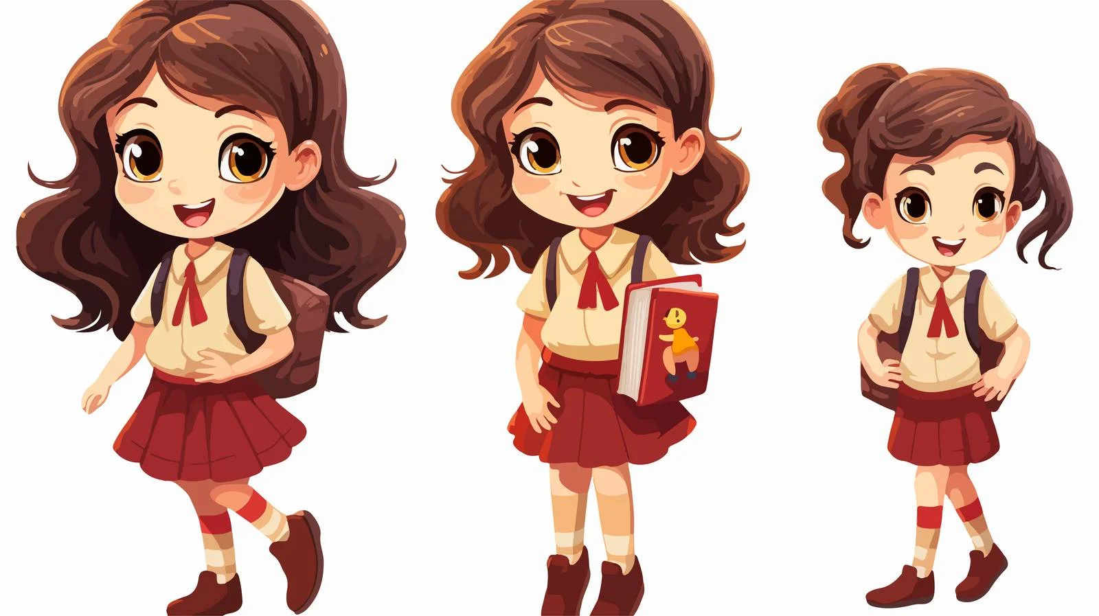 Cheerful Girl Learning in School Cartoon — free download from Dotvec