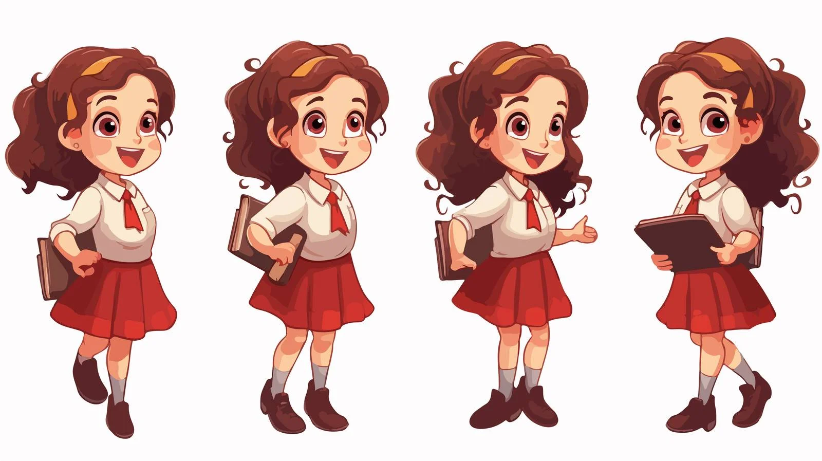 Cheerful Girl Studying in School Cartoon — free download from Dotvec