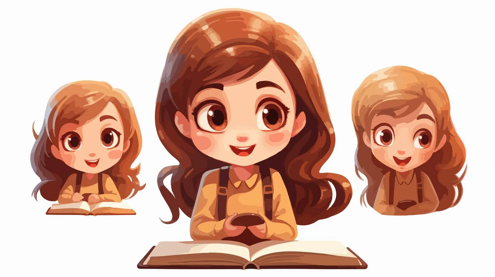 Adorable Girl Studying with Joy Cartoon — free download from Dotvec