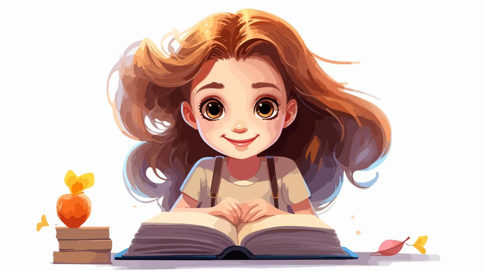 Cheerful Girl Studying Cartoon Vector Illustration — free download from Dotvec