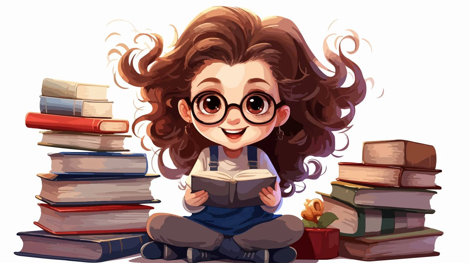 Joyful Child Studying Cartoon Vector Illustration — free download from Dotvec