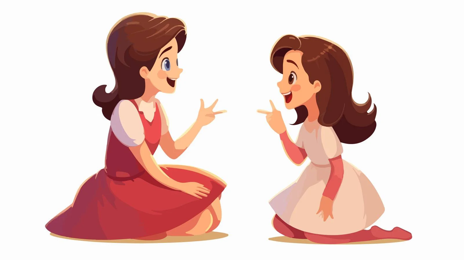 Child Sharing Story with Mother Cartoon — free download from Dotvec