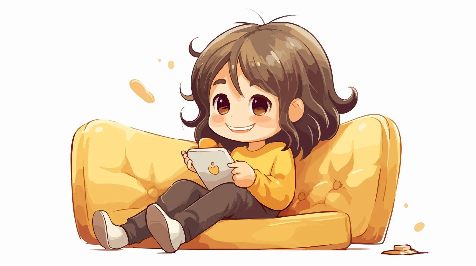 Adorable Child Using Smartphone on Sofa — free download from Dotvec