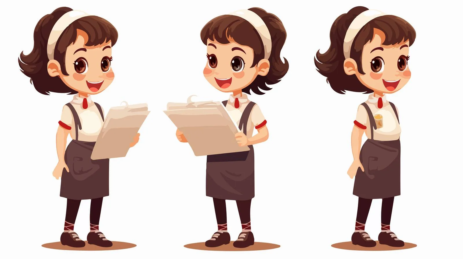 Cheerful Kid Waiter Taking Order Cartoon — free download from Dotvec