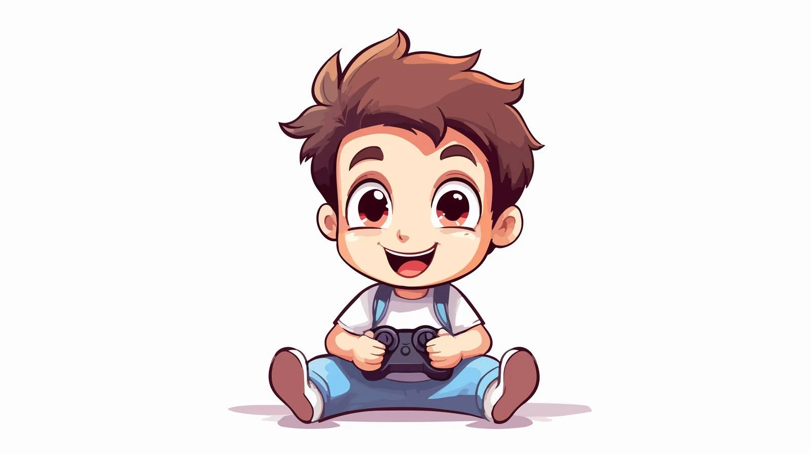 Cheerful Kid Playing Video Game Alone — free download from Dotvec