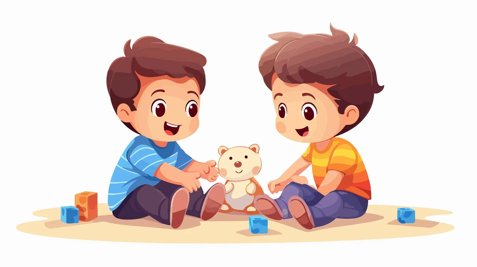 Joyful Kids Playing Together Cartoon Illustration — free download from Dotvec