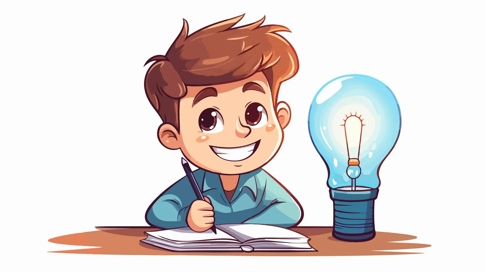 Cheerful Kid Studying with Creative Ideas — free download from Dotvec