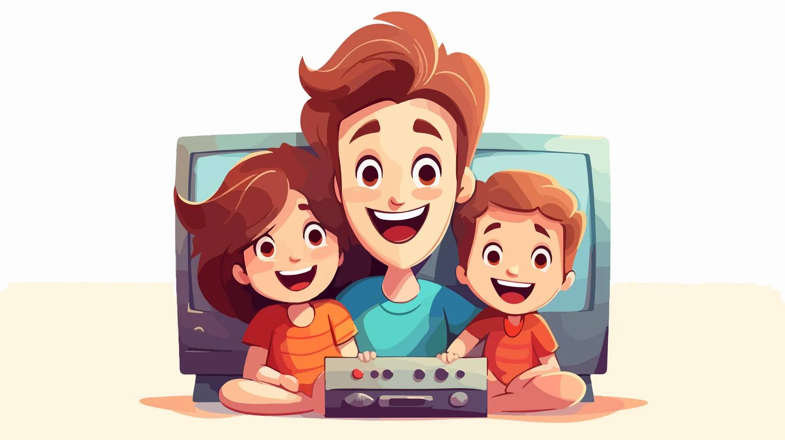 Family TV Time Cartoon Illustration — free download from Dotvec